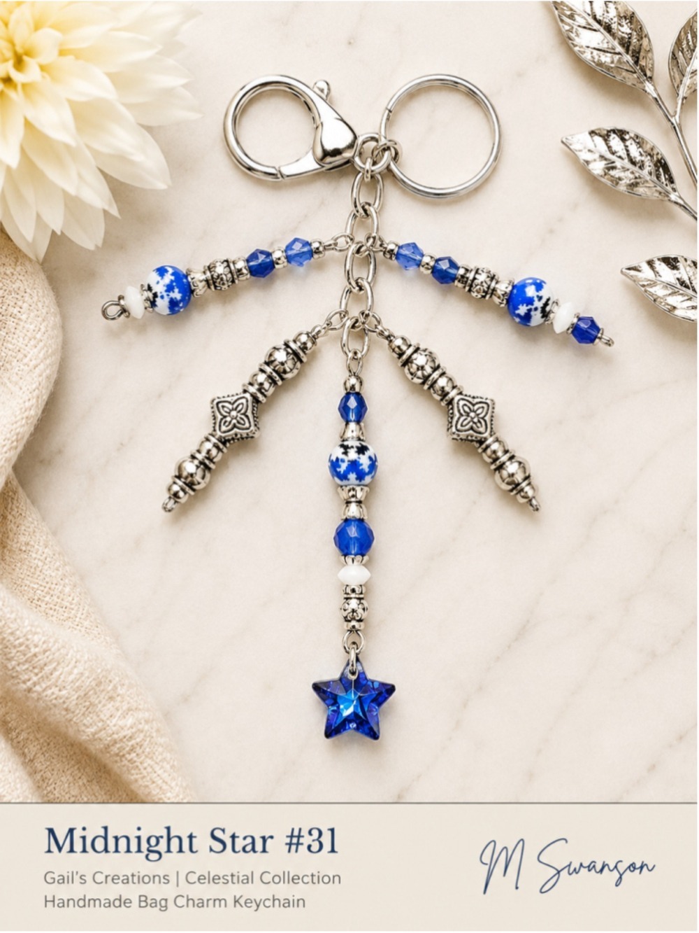 NEW Midnight Star #31 | Handmade Beaded Bag Charm & Keychain